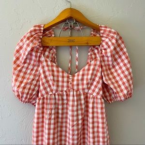 asos pink gingham midi dress